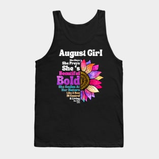 Sunflower August Girl She Slays She Prays She's Beautiful Like A Boss Tank Top